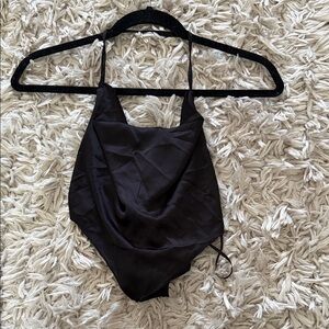 SHEIN Black Satin tie back tank top
